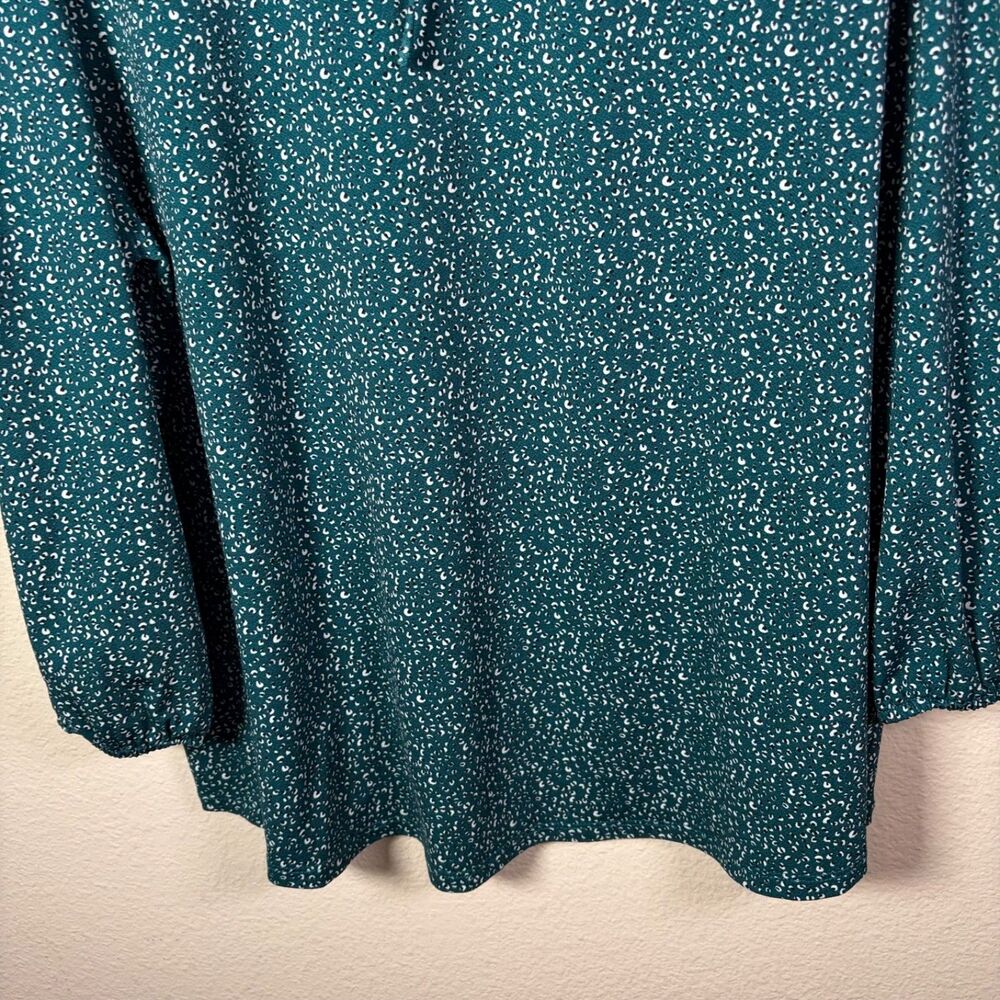 Adrianna Papell Blouse Women's XL Keyhole Tie 3/4 Sleeve Printed Top Career - Picture 4 of 8